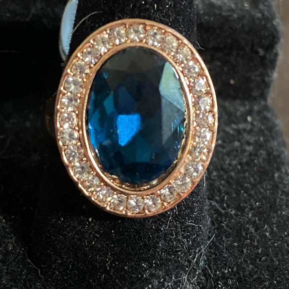 Sterling Silver .925 Teal Blue CZ Ring Size 6 - Picture 6 of 7